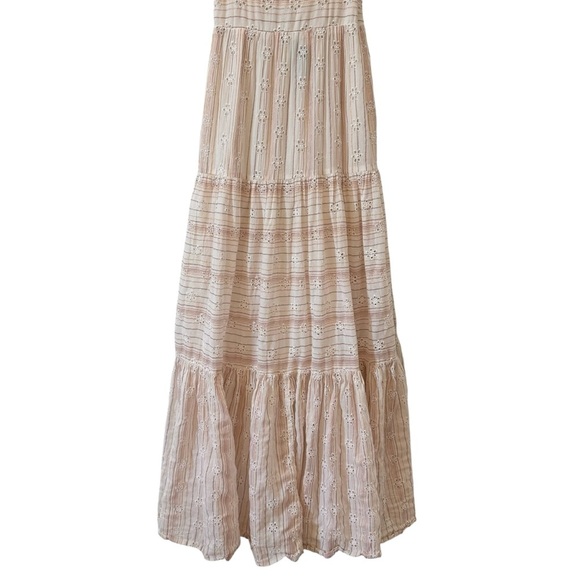 L*Space Santorini Maxi Dress "Falling For You" Eyelet Metallic Stripes Sz M - Picture 7 of 12